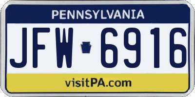 PA license plate JFW6916