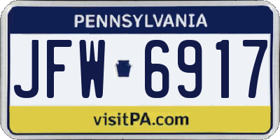 PA license plate JFW6917