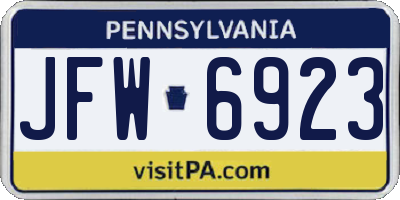 PA license plate JFW6923