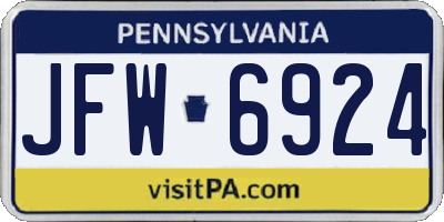 PA license plate JFW6924