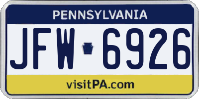 PA license plate JFW6926