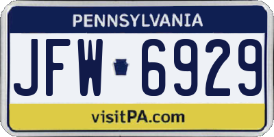 PA license plate JFW6929