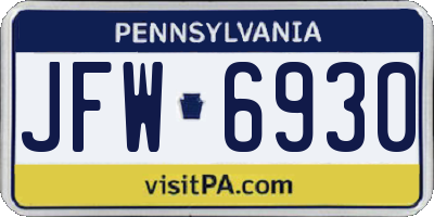 PA license plate JFW6930