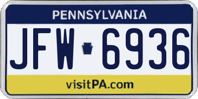 PA license plate JFW6936