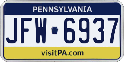 PA license plate JFW6937