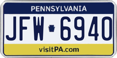 PA license plate JFW6940