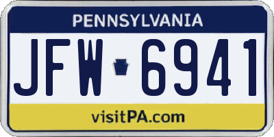 PA license plate JFW6941