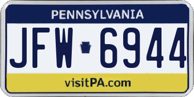 PA license plate JFW6944