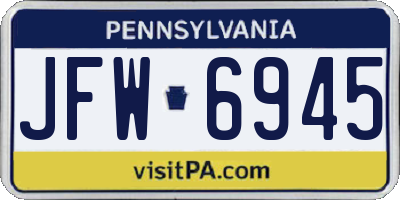 PA license plate JFW6945