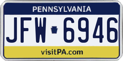 PA license plate JFW6946