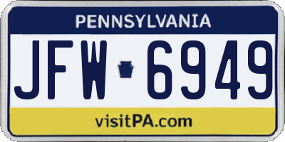 PA license plate JFW6949