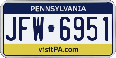PA license plate JFW6951