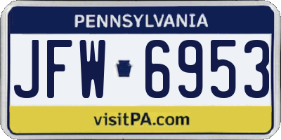 PA license plate JFW6953