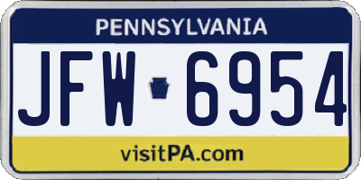 PA license plate JFW6954