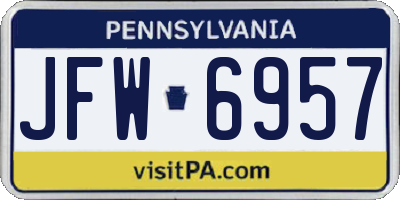 PA license plate JFW6957