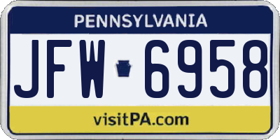 PA license plate JFW6958