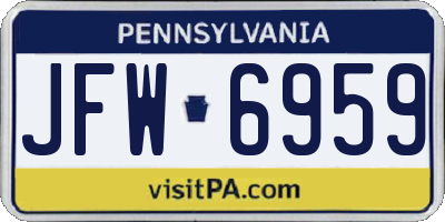 PA license plate JFW6959