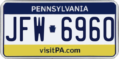 PA license plate JFW6960