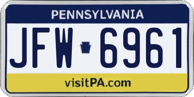 PA license plate JFW6961