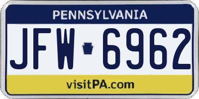 PA license plate JFW6962