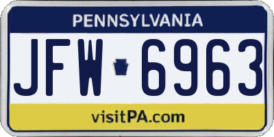 PA license plate JFW6963