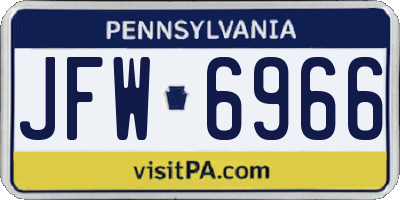 PA license plate JFW6966