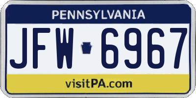 PA license plate JFW6967