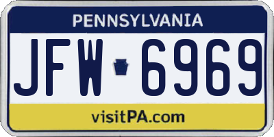 PA license plate JFW6969