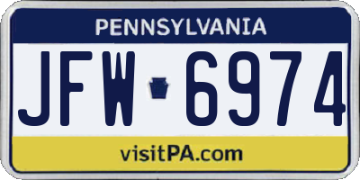 PA license plate JFW6974