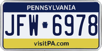 PA license plate JFW6978