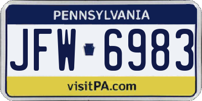 PA license plate JFW6983