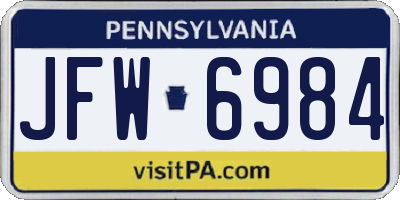 PA license plate JFW6984