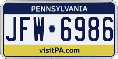 PA license plate JFW6986