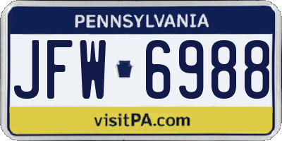 PA license plate JFW6988
