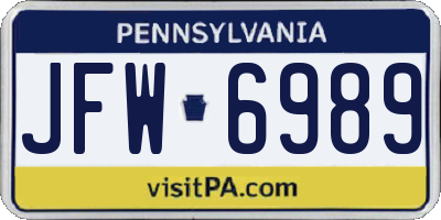 PA license plate JFW6989