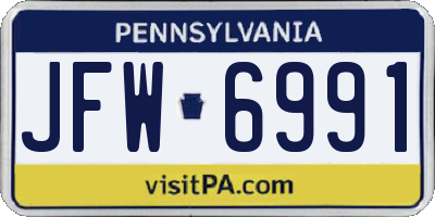 PA license plate JFW6991
