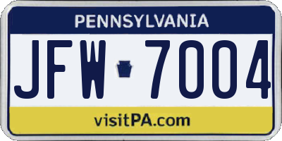 PA license plate JFW7004