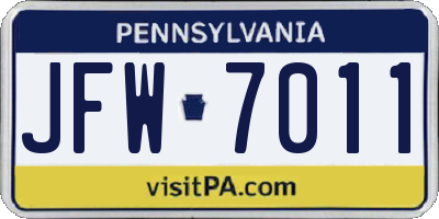 PA license plate JFW7011