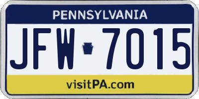 PA license plate JFW7015