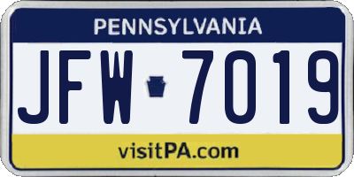 PA license plate JFW7019