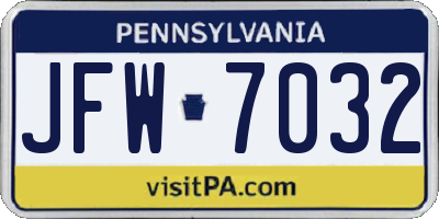 PA license plate JFW7032