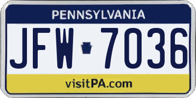 PA license plate JFW7036
