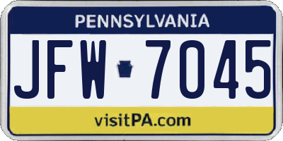 PA license plate JFW7045