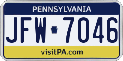 PA license plate JFW7046