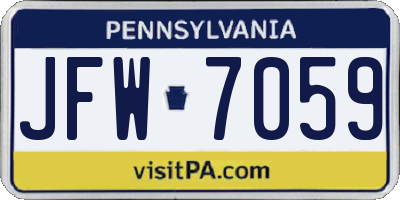 PA license plate JFW7059