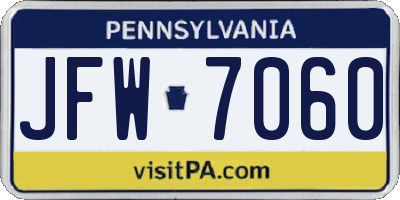 PA license plate JFW7060