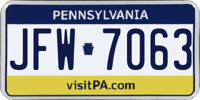 PA license plate JFW7063