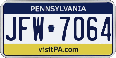 PA license plate JFW7064