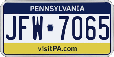 PA license plate JFW7065
