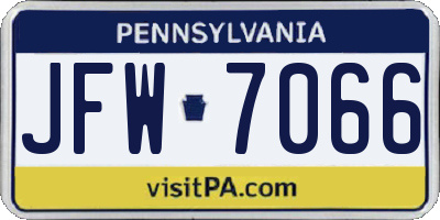PA license plate JFW7066